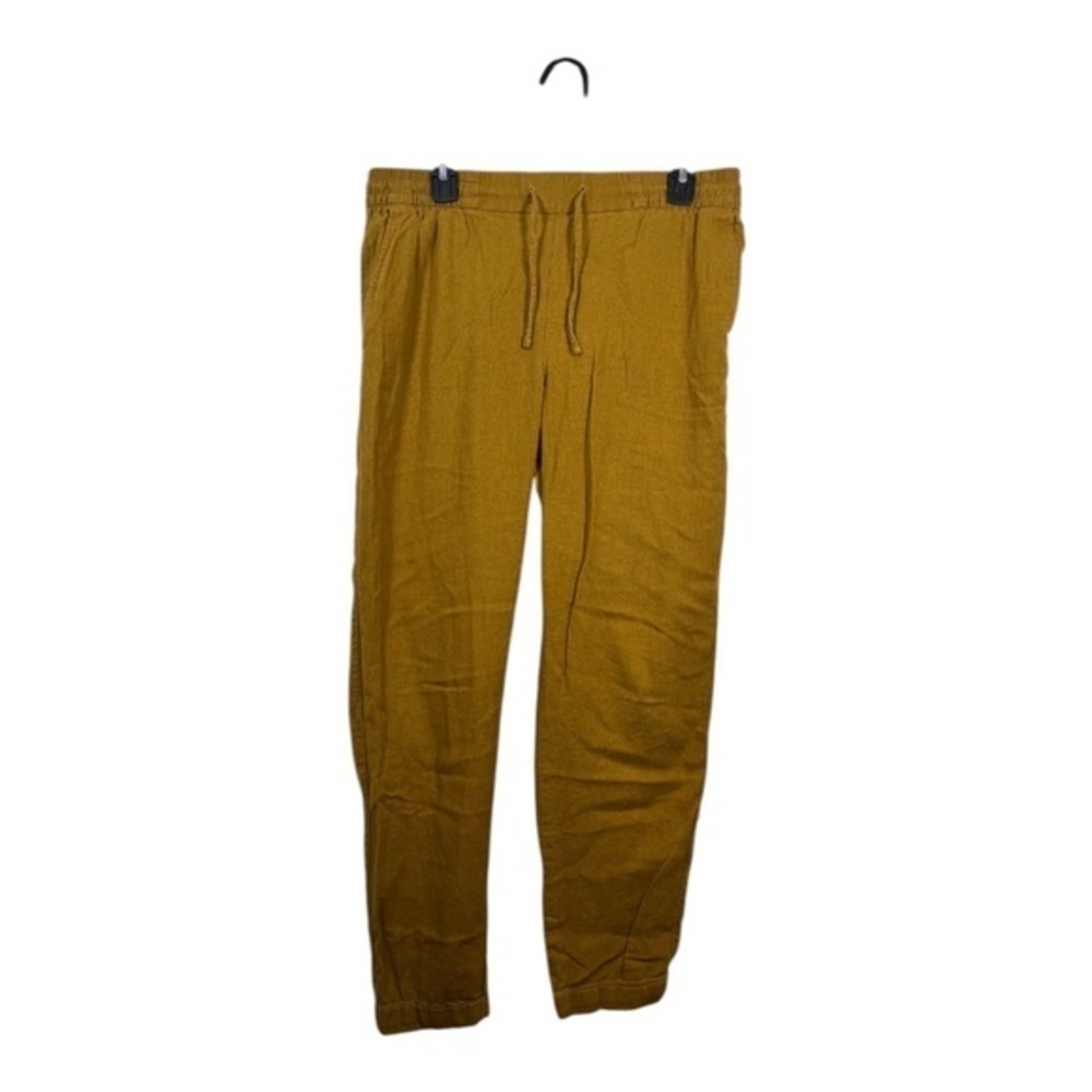 Old Navy Crop Pants Womens Size Medium Tall Linen Blend Mustard Boho Chic Preppy
